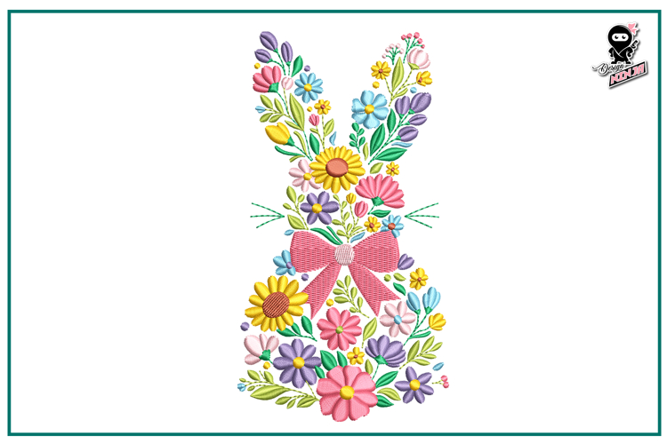 Floral Easter Bunny | Baby Animal Embroidery Design