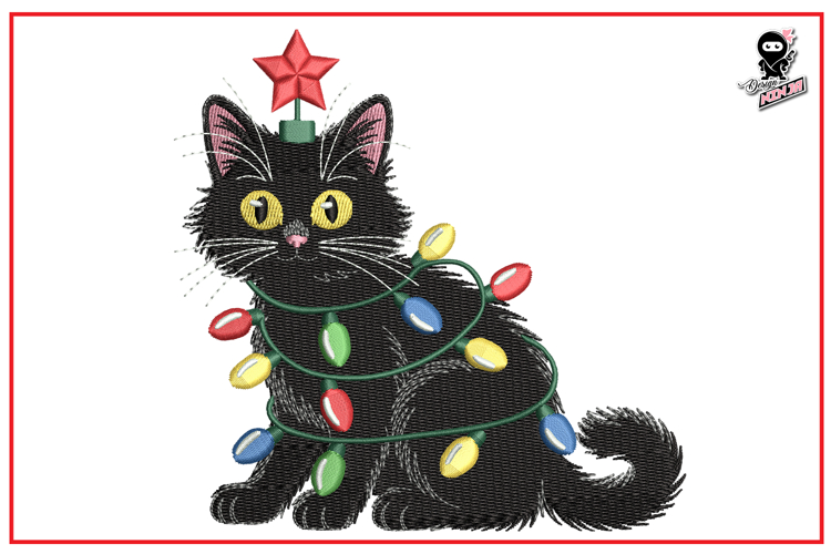 Christmas Cat | Cute Festive Embroidery Design