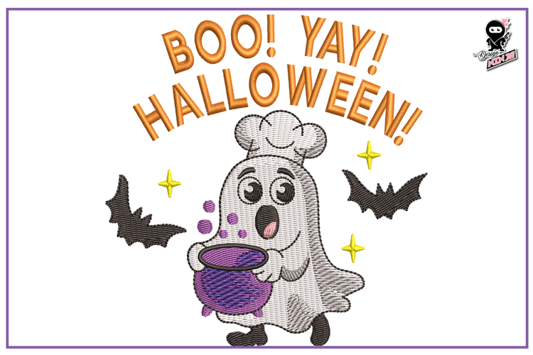 Boo! Yay! Halloween! | Funny Ghost Embroidery