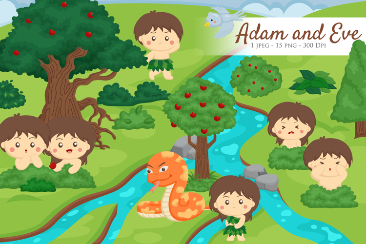 Adam and EveBible Story Clipart Set