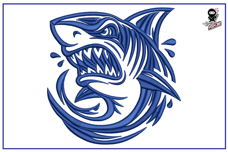 Angry Shark | Animal Embroidery Design