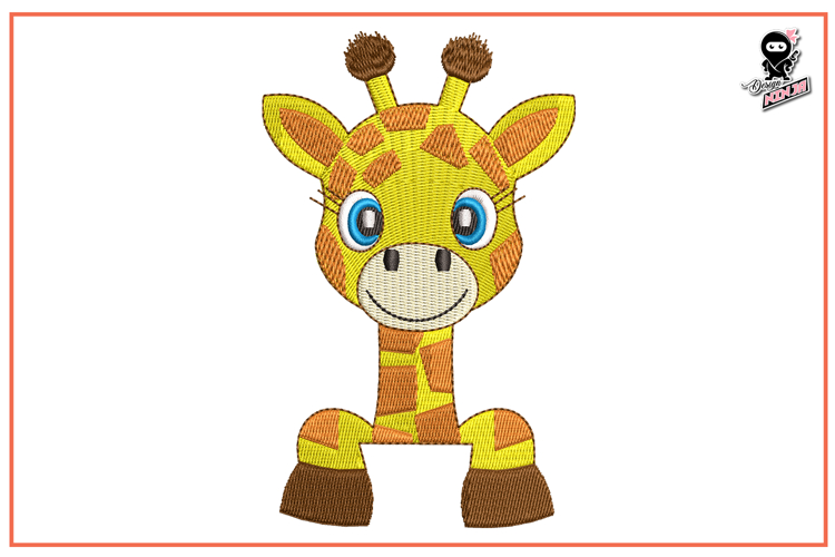Peeking Baby Giraffe | Cute Animal Embroidery Design