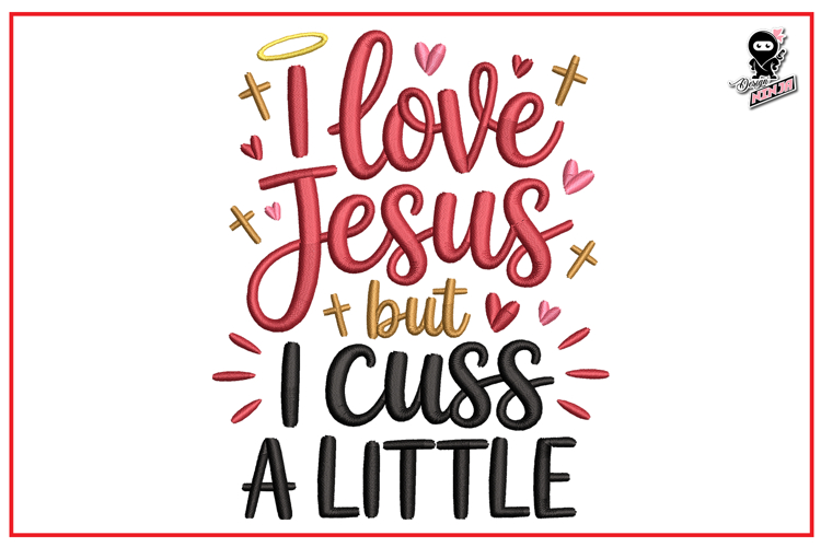 I Love Jesus | Christian Quote Embroidery Design