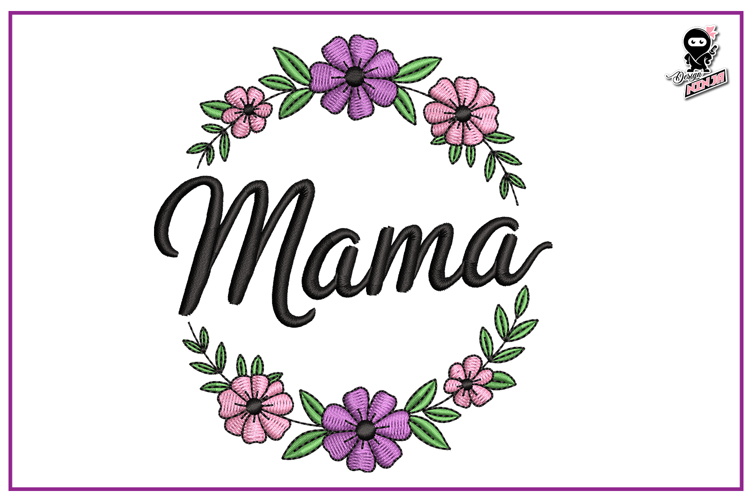 MAMA Floral Wreath | Mothers Day Embroidery Design