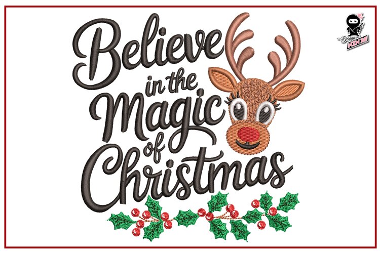 Believe in the Magic of Christmas | Reindeer Embroidery example image 1