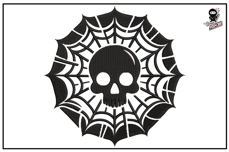 Spider Web with Skull | Halloween Embroidery Design