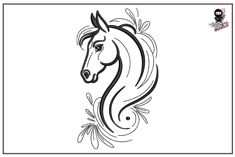 Horse Portrait Outline | Farm Animal Embroidery Design