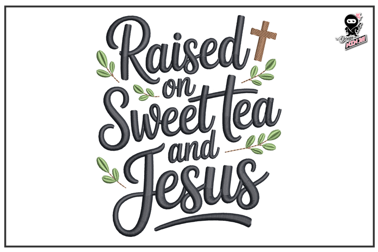 Tea and Jesus| Christian Quote Embroidery