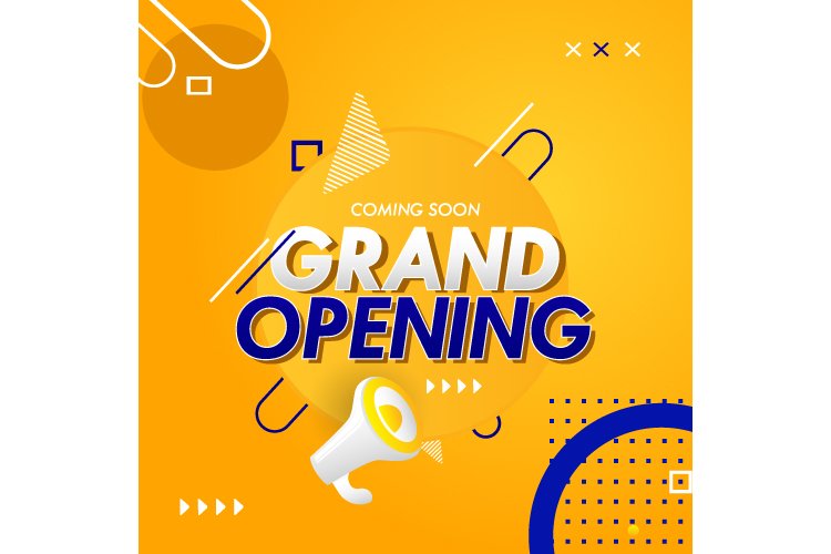 Creative grand opening soon yellow banner design example image 1