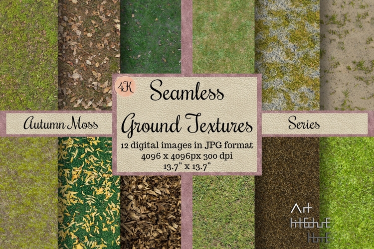 Seamless Autumn Moss Ground Textures Pack 4K - 12 Textures