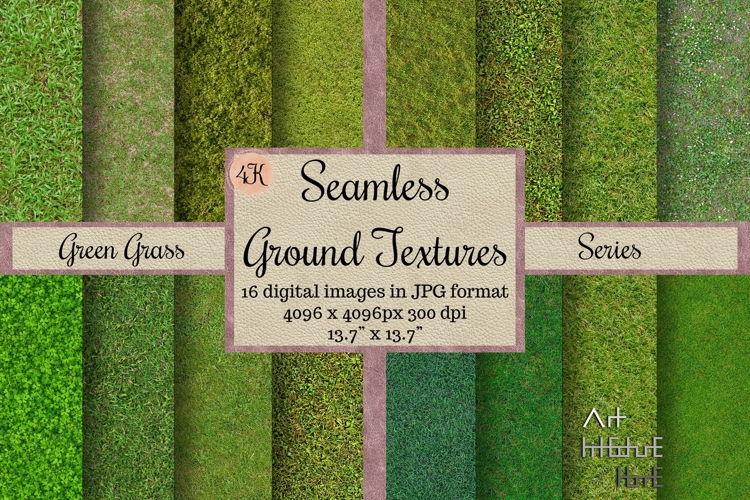 Seamless Green Grass Ground Textures Pack 4K - 16 Textures