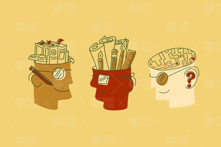Creative Mind Heads - 3 Illustrations example image 1