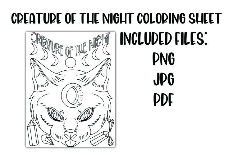 Creature of the Night Mystic Celestial Witchy Coloring Sheet