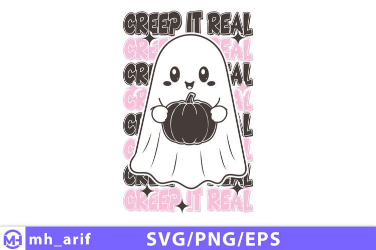 Retro Halloween Creep It Real SVG PNG T-shirt Design example image 1