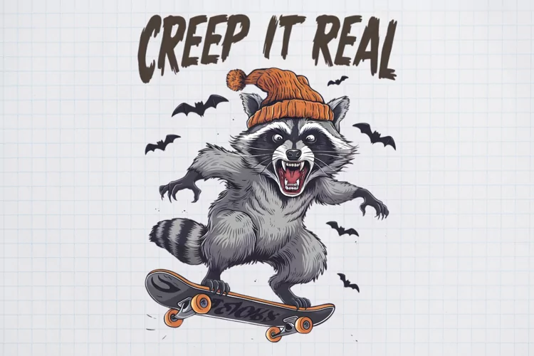 Vintage Raccoon Hallooween & Fall, Halloween Sublimation