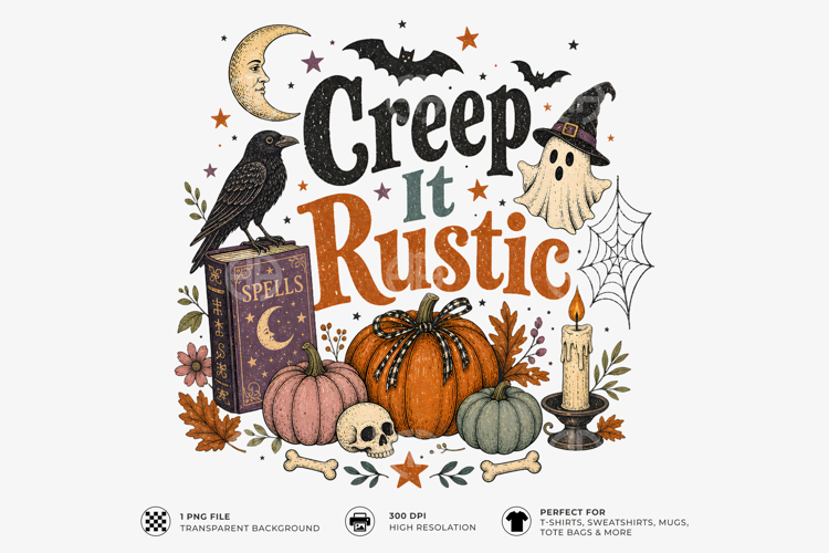 Creep It Rustic Halloween Sublimation PNG T-Shirt Design