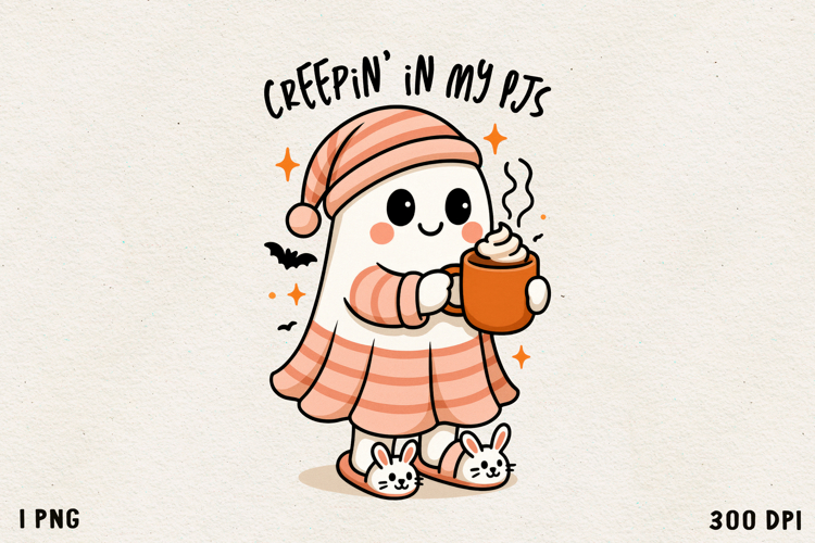Ghost Cute Halloween PNG Sublimation Design