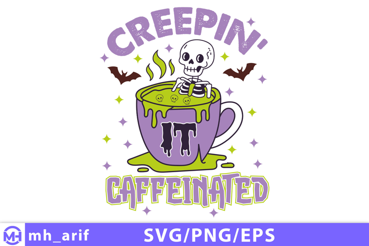Halloween Coffee Hand-drawn SVG PNG T-shirt Design example image 1