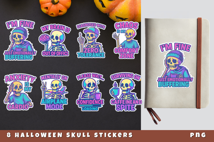 Sarcastic Skeleton Stickers | Funny Halloween Stickers PNG