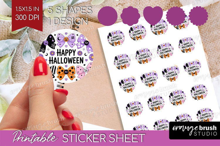 Creepy Bows Halloween Round Sticker Spooky Season Printable