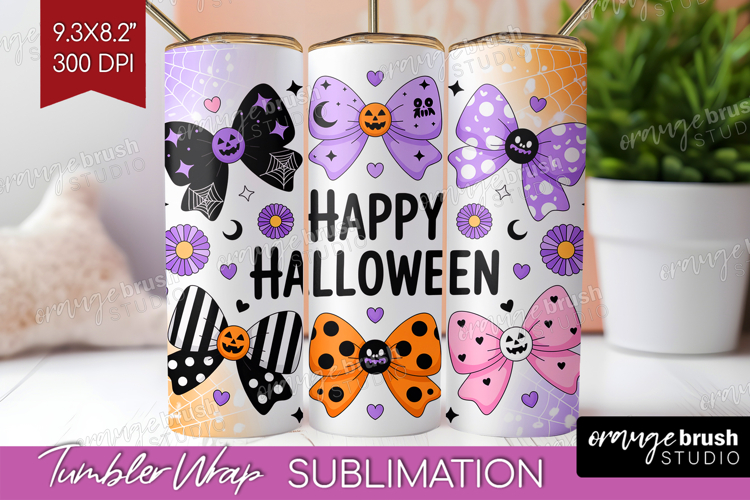Creepy Bows Halloween Tumbler Wrap Spooky Season Tumbler PNG