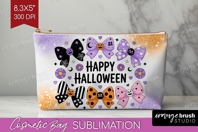 Creepy Bows Halloween Cosmetic Bag Spooky Season Makeup Bag