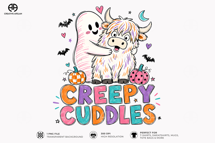 Creepy Cuddles Highland Cow PNG - Funny Halloween Shirt