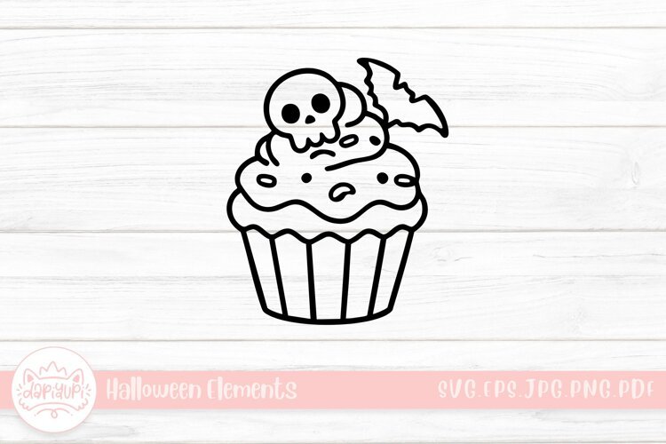creepy cupcake doodle halloween element example image 1