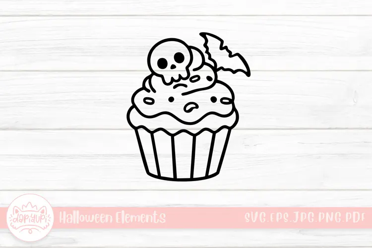 creepy cupcake doodle halloween element