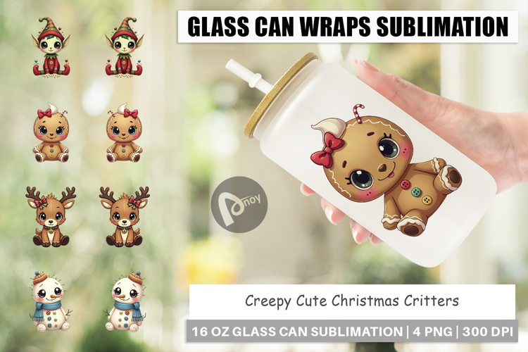 Creepy Cute Christmas Glass Can