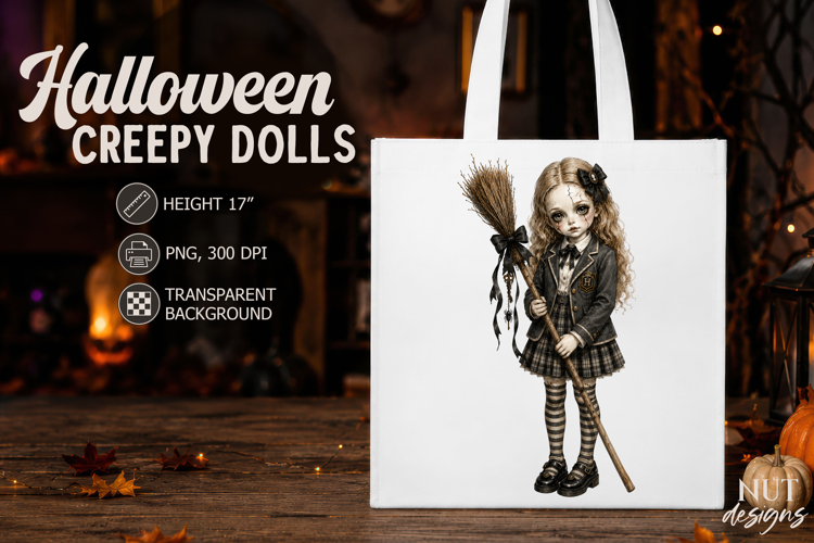 Witch Porcelain Doll Gothic Halloween sublimation