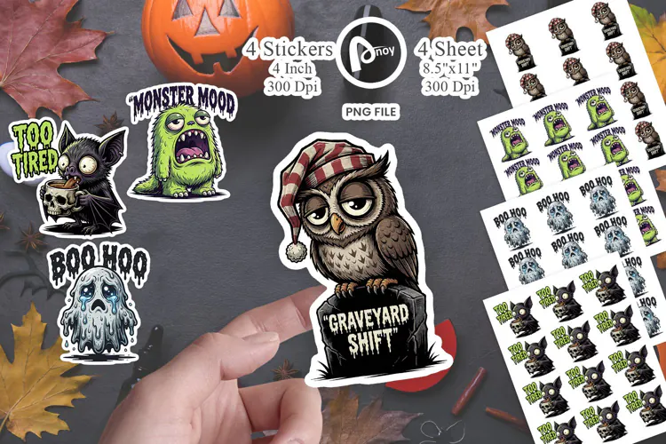 Creepy Exhausted Spooky Burnout Sticker