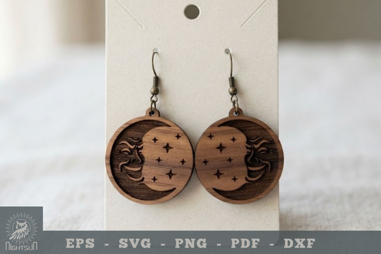Crescent Face Lasercut Earring 1