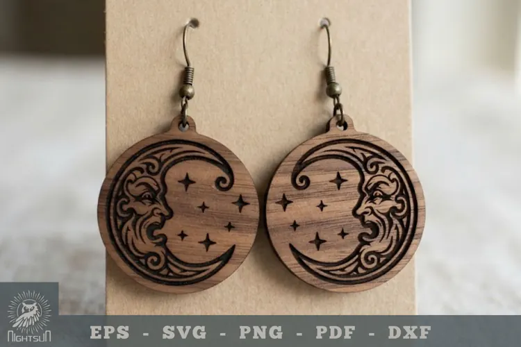 Crescent Face Lasercut Earring 2