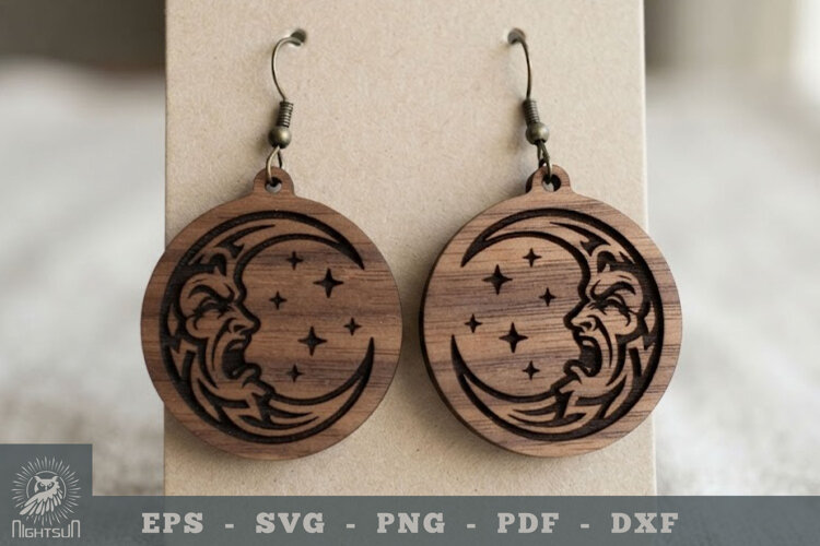 Crescent Face Lasercut Earring 3 example image 1