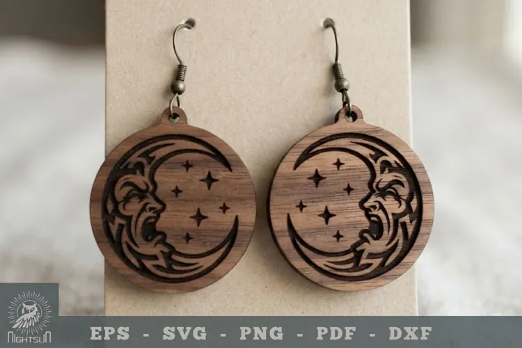Crescent Face Lasercut Earring 3