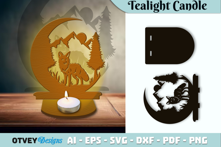 Crescent Moon Animals Tealight Candle Holder Lasercut
