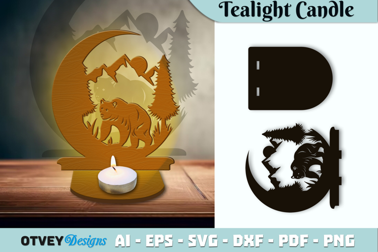 Crescent Moon Animals Tealight Candle Holder Lasercut