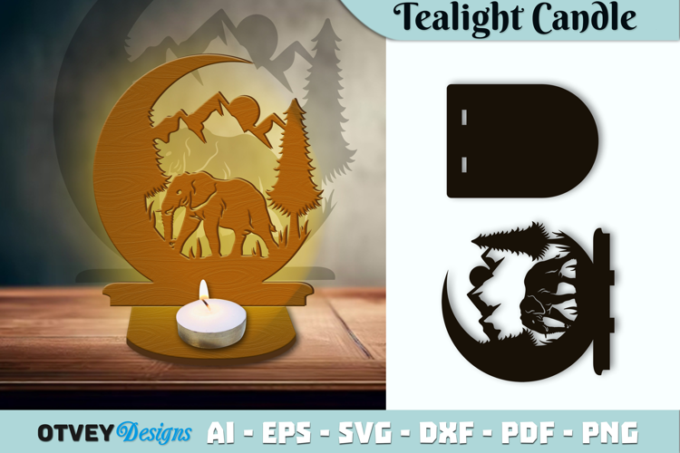 Crescent Moon Animals Tealight Candle Holder Lasercut