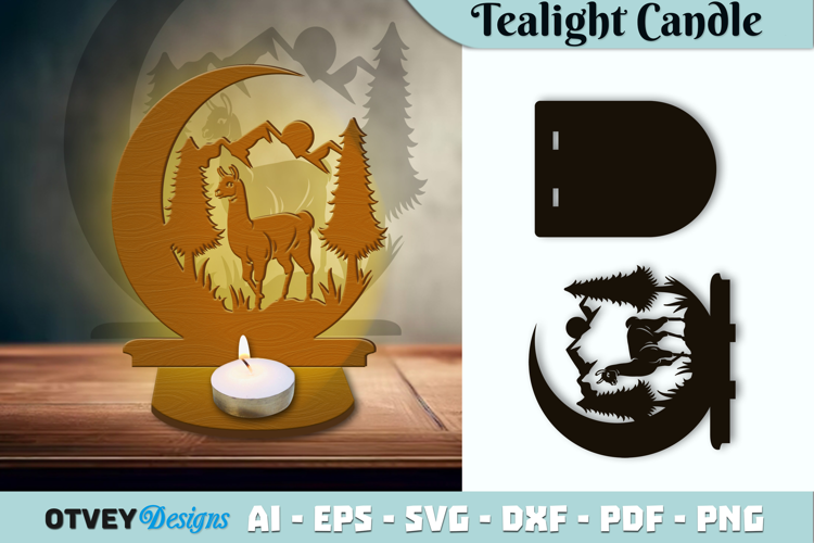 Crescent Moon Animals Tealight Candle Holder Lasercut