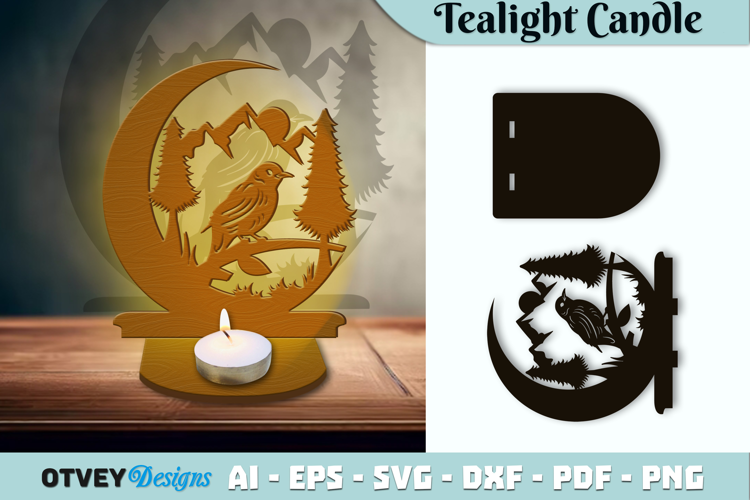 Crescent Moon Animals Tealight Candle Holder Lasercut