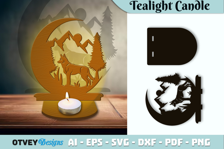 Crescent Moon Animals Tealight Candle Holder Lasercut