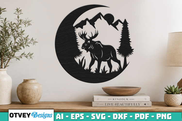 Crescent Moon Animals Wall Art Signs