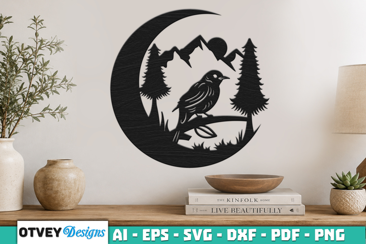 Crescent Moon Animals Wall Art Signs