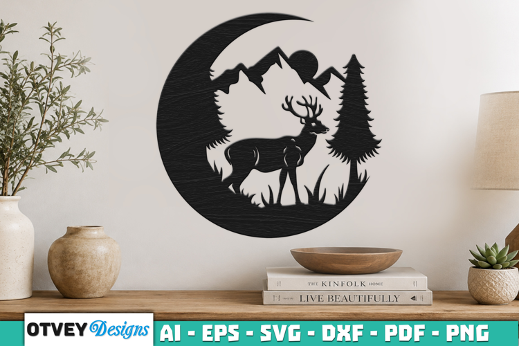 Crescent Moon Animals Wall Art Signs