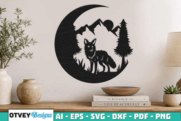 Crescent Moon Animals Wall Art Signs example image 1