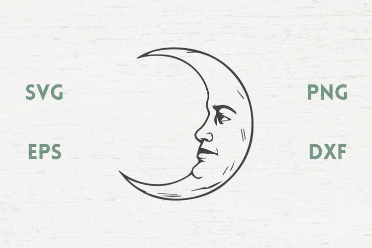 Medieval crescent Moon Face SVG