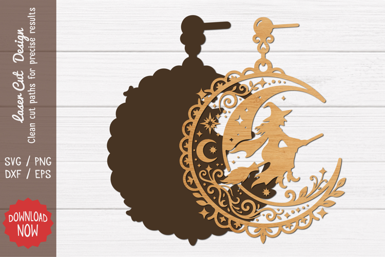 Crescent Moon Witch Earring SVG