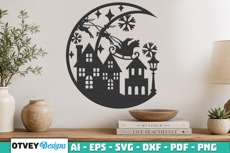 Christmas Santa Sleigh Winter Village Laser Cut SVG