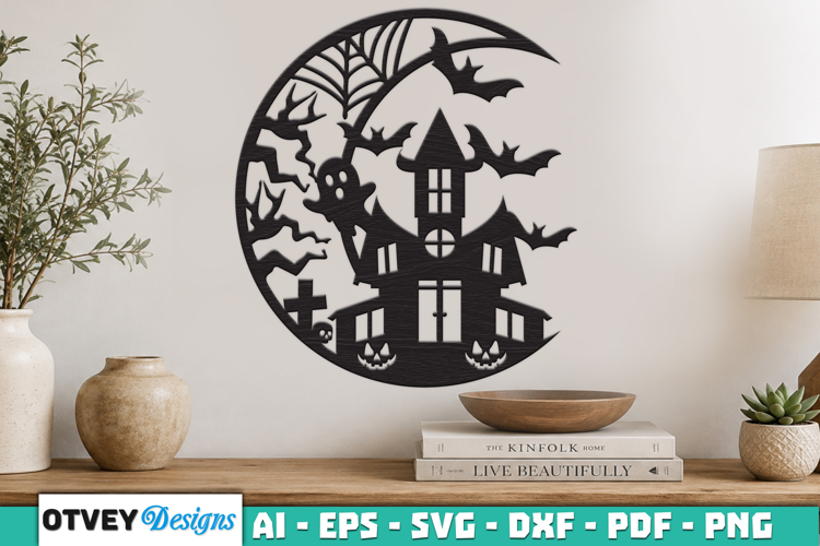 Crescent Spooky Haunted House Halloween Lasercut